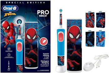 Szczoteczka elektryczna do zębów dla dzieci ORAL-B Pro Spiderman + etui