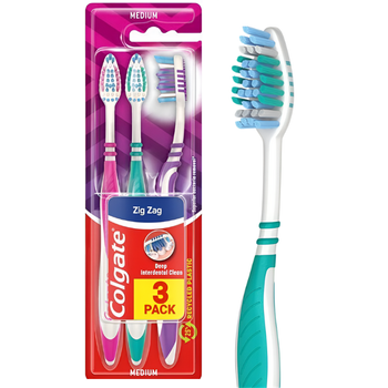 Colgate Zig Zag Medium Family Pack szczoteczka do zębów 3 szt