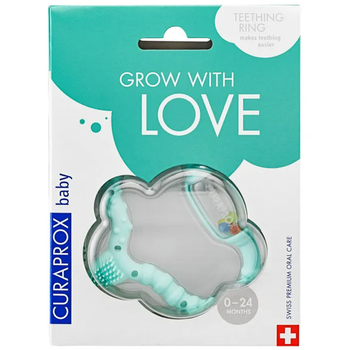 Curaprox Baby Zielony gryzak z grzechotką miękki na ząbkowanie 0-24 m