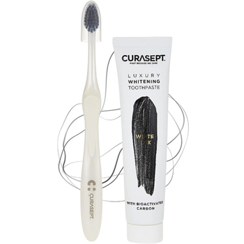 Curasept Luxury White Lux zestaw pasta + szczoteczka z węglem 75 ml