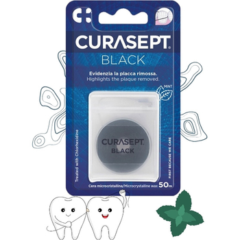 Curasept Black nić czarna woskowana miętowa 50 m