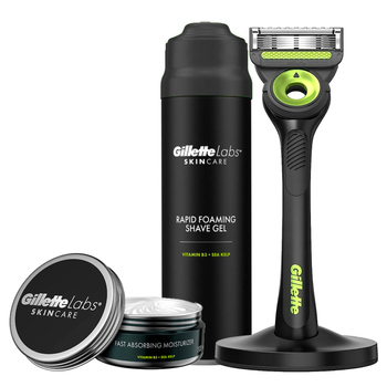 Gillette maszynka do golenia Labs + stacja + żel do golenia 198 ml + krem
