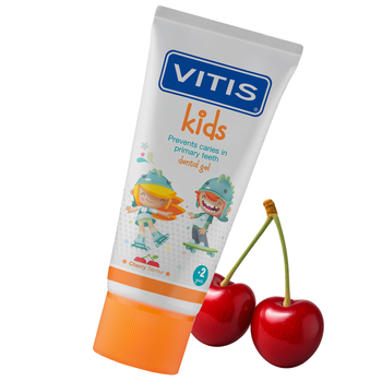 Vitis Kids 2+ Years Cherry Flavor pasta do zębów w żelu 50 ml
