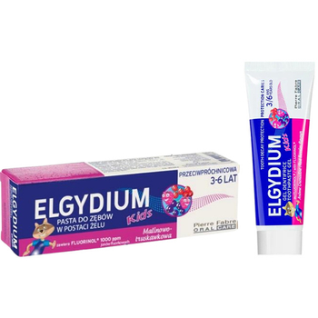 Elgydium Kids pasta do zebow dla dzieci 3-6 lat malinowo-truskawkowa 50 ml