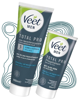 Zestaw do depilacji Veet Men krem 100 ml i balsam 50 ml do skóry wrażliwej