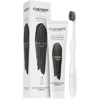 Curasept Luxury White Lux zestaw pasta + szczoteczka z węglem 75 ml