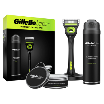 Gillette maszynka do golenia Labs + stacja + żel do golenia 198 ml + krem