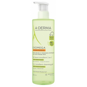 Żel emolient 2w1 A-Derma Exomega Control do mycia i przeciw drapaniu 500 ml