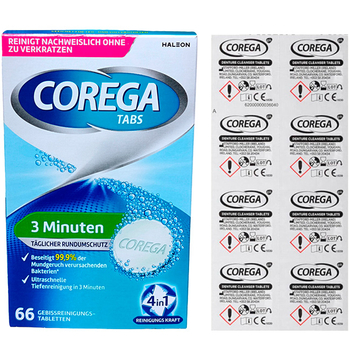 Tabletki czyszczące do protez zębowych Corega Tabs 4w1 66 sztuk
