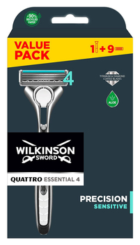 1x Maszynka WILKINSON Quattro Essential 4 Precision Sensitive + 9 wkładów
