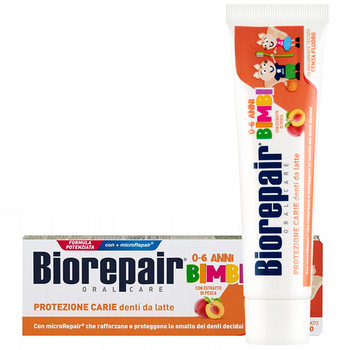 Biorepair Kids pasta do zębów dzieci 0-6 lat bez fluoru Brzoskwinia 50 ml
