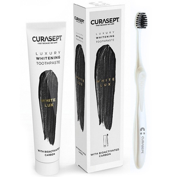 Curasept Luxury White Lux zestaw pasta + szczoteczka z węglem 75 ml