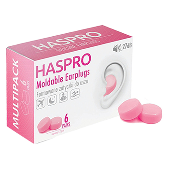 Zatyczki do uszu Haspro Moldable Earplugs EPUM-2 6 par różowe