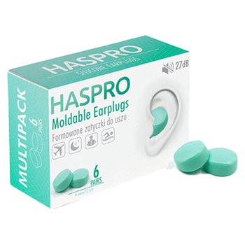 Zatyczki do uszu Moldable Earplugs Haspro EPUM-2 6 par zielone