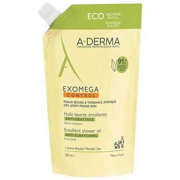 A-Derma Exomega Control łagodny olejek emolient pod prysznic Refil 500 ml