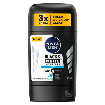 Nivea Men Black & White Invisible Fresh 48H antyperspirant w sztyfcie 50 ml
