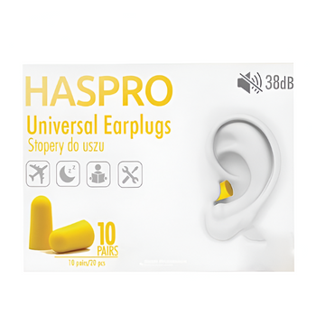 Haspro MULTI10 zatyczki stopery do uszu żółty 10 par