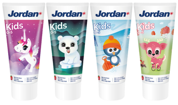 Jordan Kids pasta do zębów dla dzieci w wieku 0-5 lat Truskawkowa 50 ml